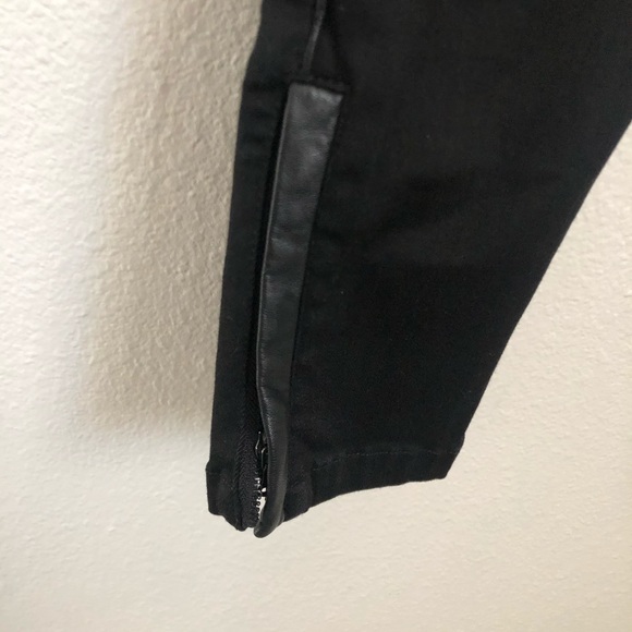 Leather Trim Jeans in Black 27 - Picture 3 of 6